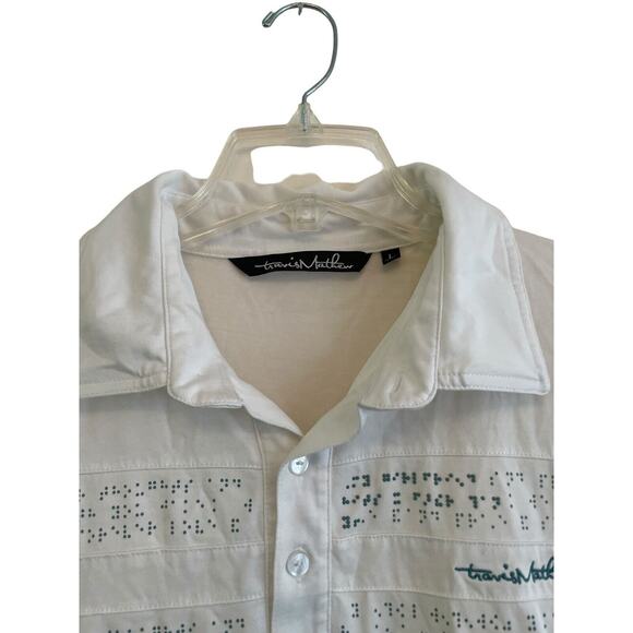 Travis Mathew Short Sleeve Polo Shirt Men Size Large White‎ Golf Embroidered - Picture 3 of 7